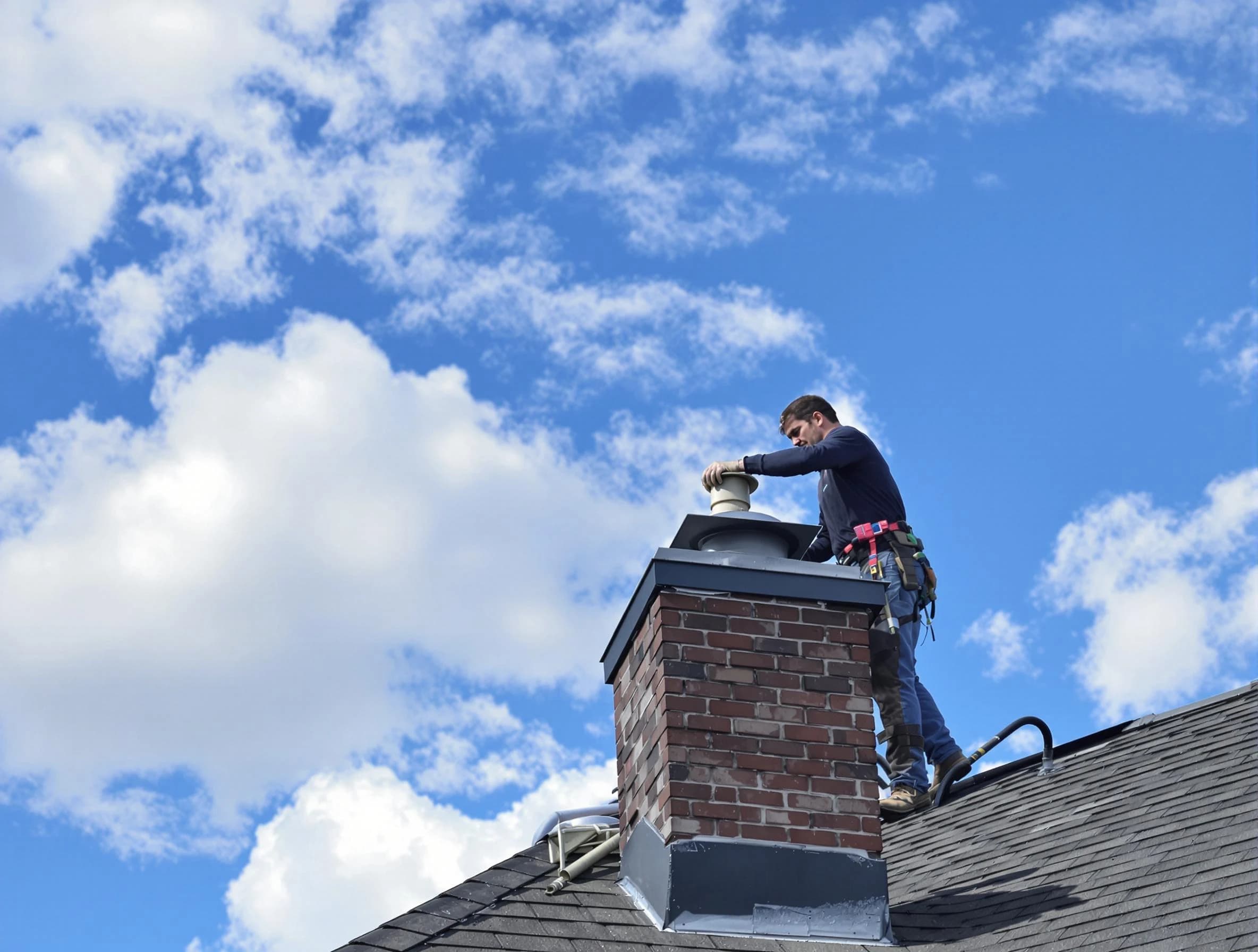 Avondale Estates Chimney Sweep installing a sturdy chimney cap in Avondale Estates, GA