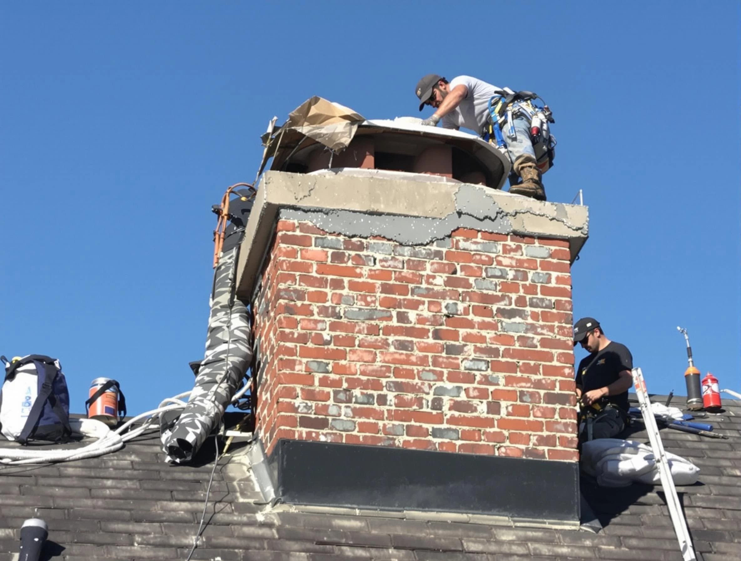 Avondale Estates Chimney Sweep installing a custom chimney crown in Avondale Estates, GA