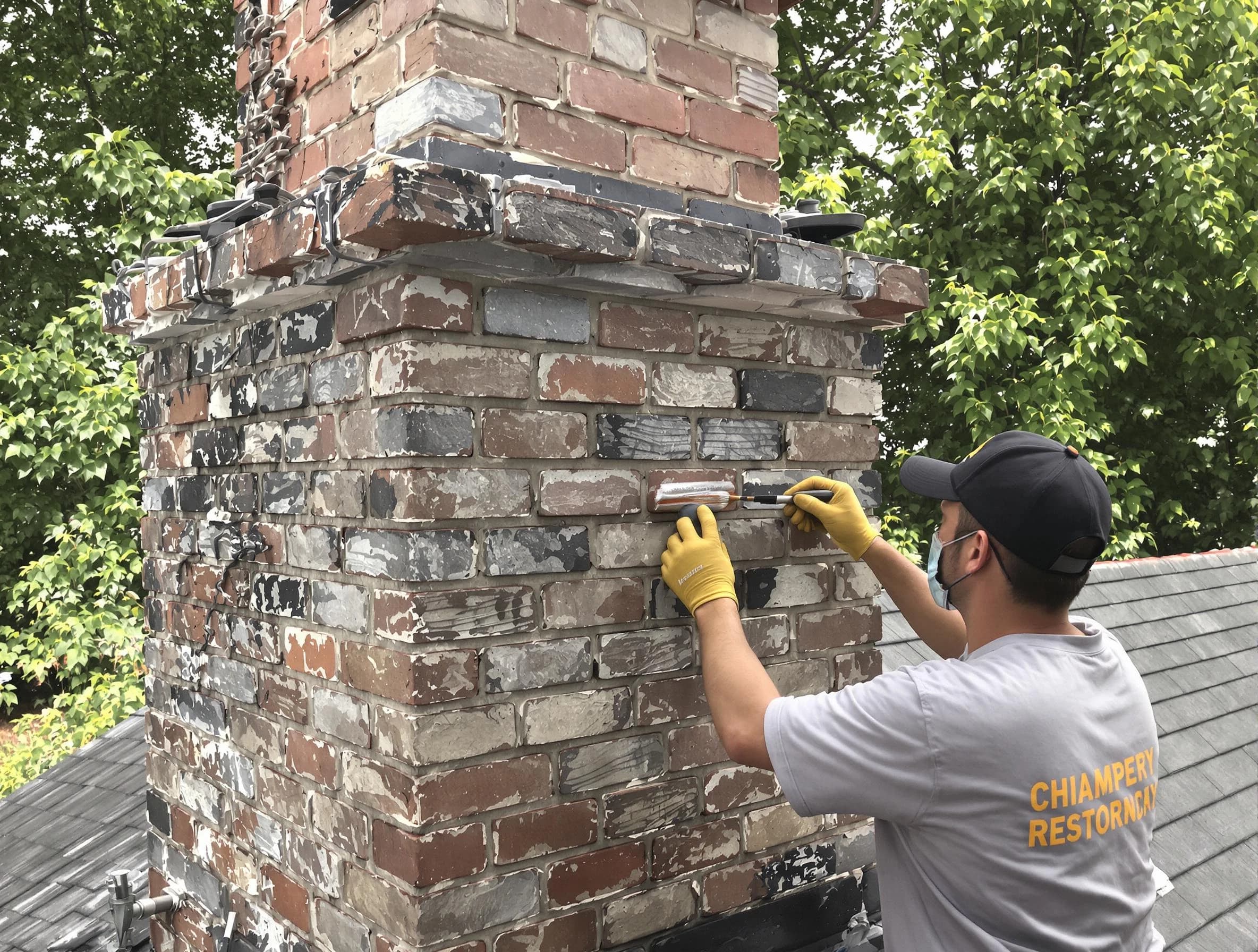 In-progress chimney restoration by Avondale Estates Chimney Sweep in Avondale Estates, GA