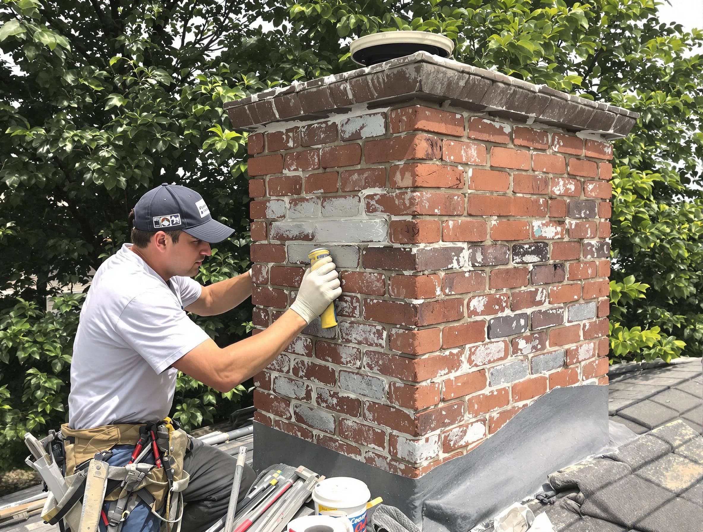 Avondale Estates Chimney Sweep restoring an aging chimney in Avondale Estates, GA