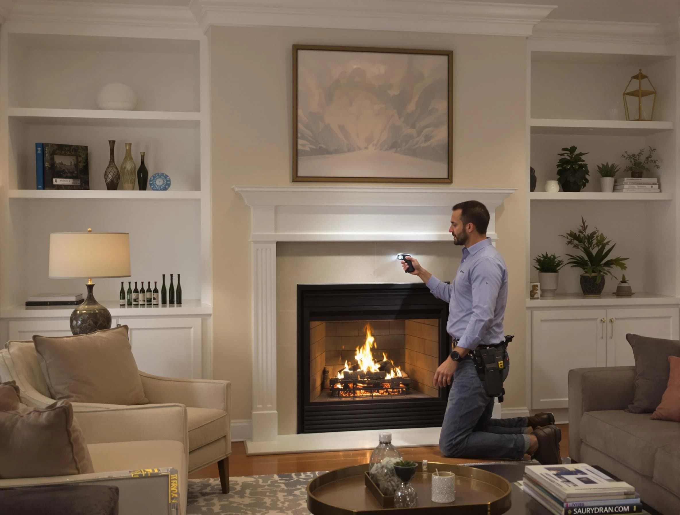 Avondale Estates Chimney Sweep conducting a fireplace safety inspection in Avondale Estates, GA