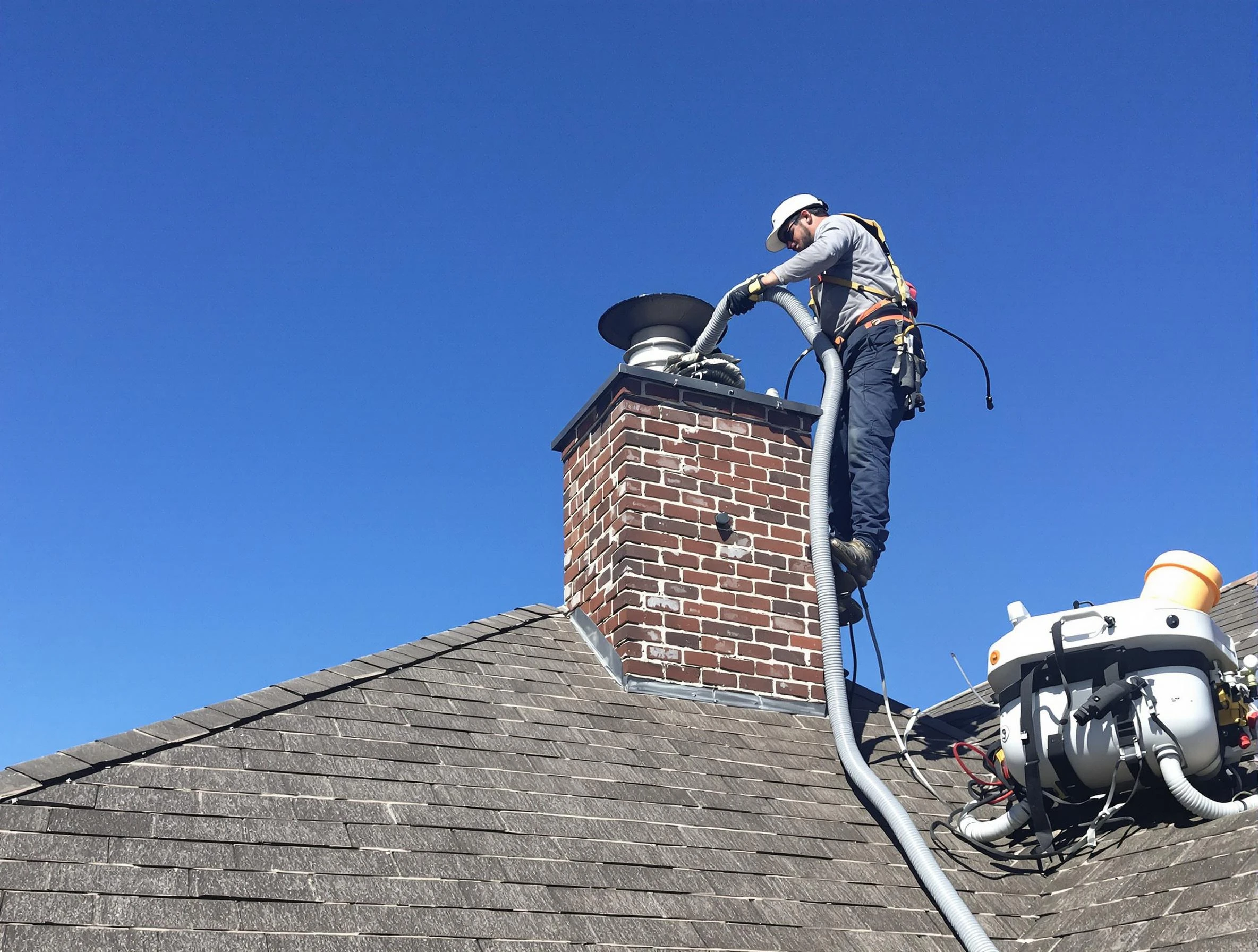 Dedicated Avondale Estates Chimney Sweep team member cleaning a chimney in Avondale Estates, GA